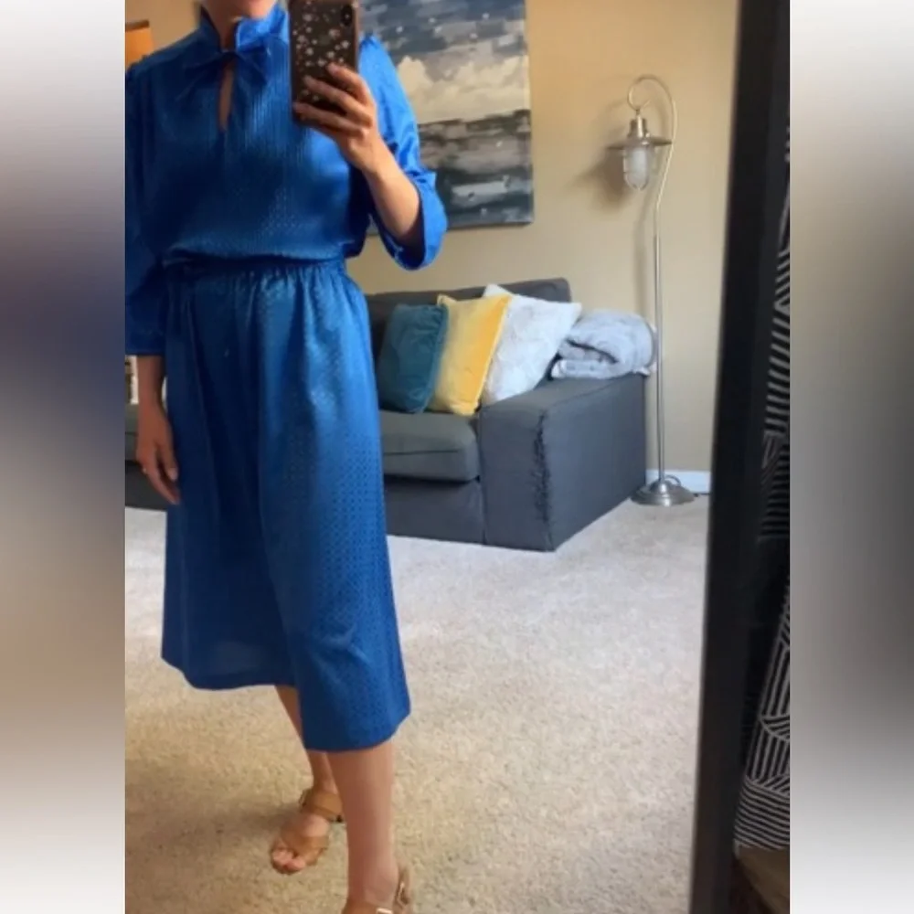 Vintage Blue Polka Dot Blouse and Skirt Set - Picture 14 of 14